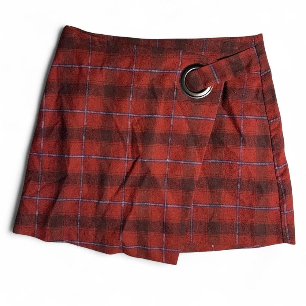Free People Tessa Plaid tartan Red Mini Skirt